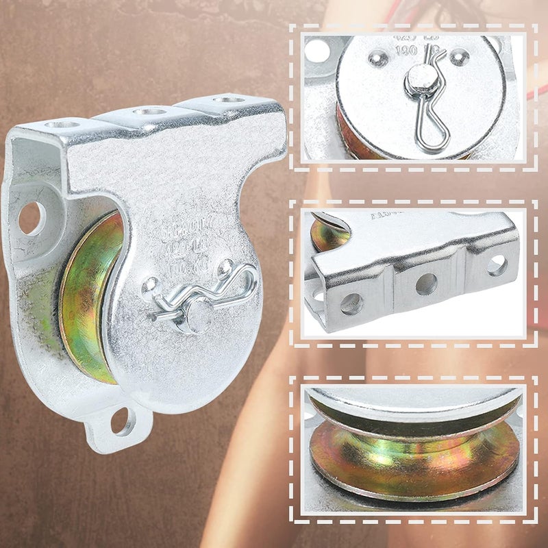 FEIFAN Ceiling Mount Single Pulleys, 1-1/2 Inch Wall Mount Pulley, 10 Packs Ceiling Single Pulley for 3/8" Wire or Rope - Image 4